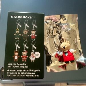 New Starbucks Bear Keychain with Red Apron